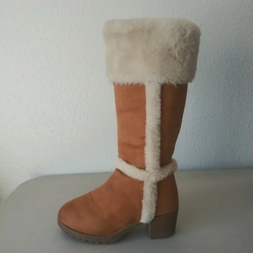 Rampage girls size 2 brown and white knee high boots